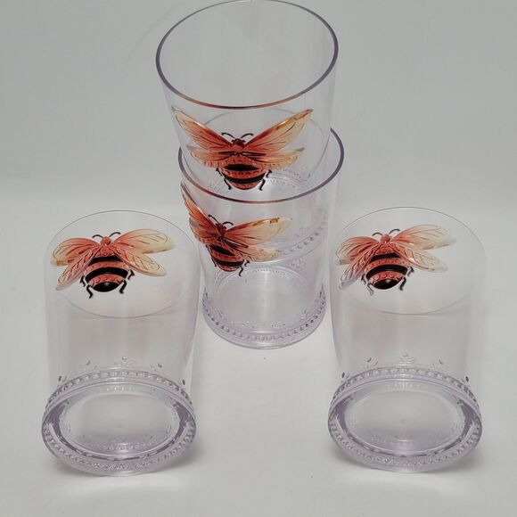 Rachel Ashwell The Prairie Collection Queen Bee Tumblers Set Of 4 Plastic Cups - Picture 11 of 11